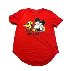 Disney Mickey Mouse Pluto Red T-Shirt Women’s M My Dog Roommate Graphic